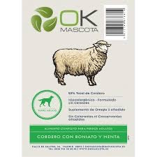Ok mascota cordero con menta adulto