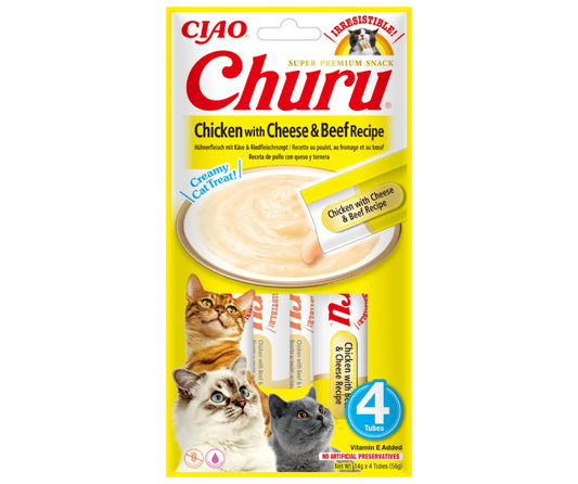 Churu Cat Pollo Queso y Ternera 4x14g